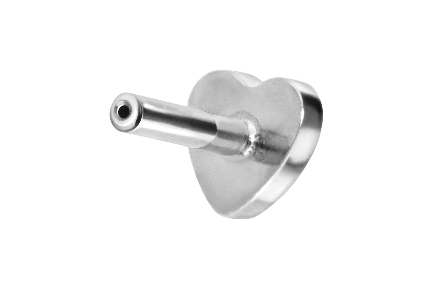 Titan Labret Piercing mit Push Fit ohne Kugel HERZ